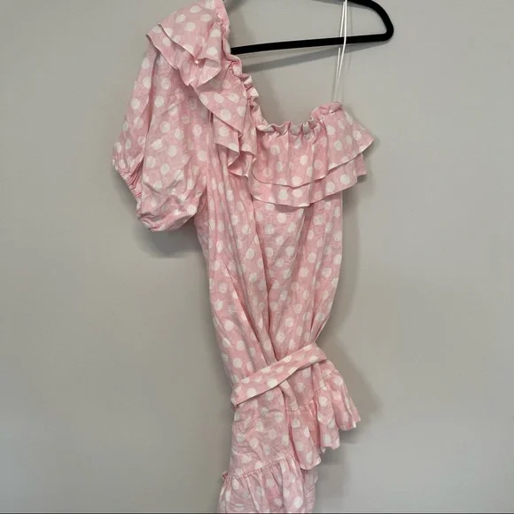 Lisa Marie Fernandez x Target Pink & White Polka Dot Short Ruffle Dress Size 1X - Picture 7 of 7